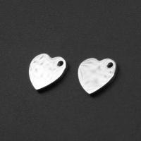 Colgantes del corazón de acero inoxidable, chapado en color de plata, 10x10x1mm, Vendido por UD
