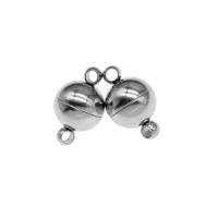 Round Stainless Steel Magnetic Clasp, silver color plated 