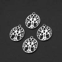Stainless Steel Pendants, Round, silver color plated US Ring 