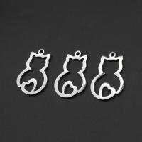 Stainless Steel Animal Pendants, Cat, silver color plated 