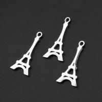 Stainless Steel Pendants, Tower, silver color plated 