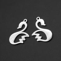 Stainless Steel Animal Pendants, Swan, silver color plated 