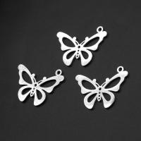 Stainless Steel Pendants, Butterfly, silver color plated 