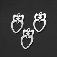 Stainless Steel Animal Pendants, Owl, silver color plated 