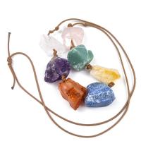 Gemstone Necklaces, Quartz, with Gemstone, Nuggets, mixed colors, 450mm 