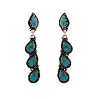 Turquoise Zinc Alloy Earring, with turquoise, plated, silver color 
