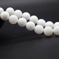 Einzelne Edelstein Perlen, Naturstein, poliert, weiß, 10mm, 38PCs/Strang, verkauft von Strang