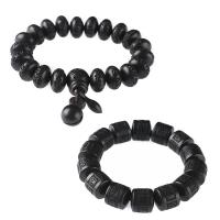 Деревянные браслеты, Молния Мармелад, резной, черный, 10mm, 22ПК/Strand, продается Strand