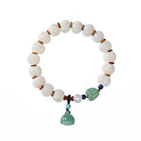 Wrist Mala, White Bodhi, Carved, mixed colors, 11mm 