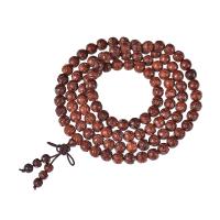 108 Mala Beads, Pterocarpus Santalinus, handmade, brown, 8mm 