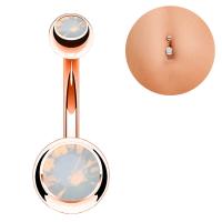 Edelstahl Bauch Ring, mit Opal, plattiert, Modeschmuck & für Frau, keine, 23mm, 8x8mm, verkauft von PC