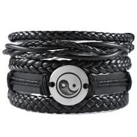 PU Leather Cord Bracelets, fashion jewelry & multilayer & Unisex, 40mm 