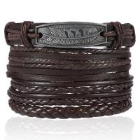 PU Leather Cord Bracelets, with Zinc Alloy, fashion jewelry & multilayer & Unisex 6CM,17-18CM,8-9CM 