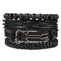 Wrap Bracelets, PU Leather, bracelet, with Zinc Alloy, 4 pieces & fashion jewelry & Unisex, 6CM,17-18CM,8-9CM 