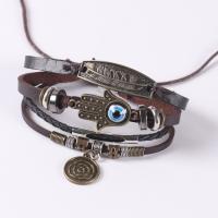 Wrap Bracelets, PU Leather, with Zinc Alloy, fashion jewelry & multilayer & Unisex, 180mm 