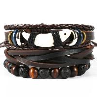 Wrap Bracelets, PU Leather, bracelet, with Zinc Alloy, three pieces & fashion jewelry & multilayer & Unisex, 6CM,17-18CM,8-9CM 