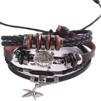 Wrap Bracelets, PU Leather, with Zinc Alloy, Adjustable & fashion jewelry & Unisex, 180mm 
