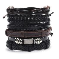 Wrap Bracelets, PU Leather, with Zinc Alloy, 6 pieces & Adjustable & fashion jewelry & Unisex, 80mm 