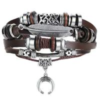 Wrap Bracelets, PU Leather, with Zinc Alloy, Adjustable & fashion jewelry & Unisex 