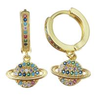 Cubic Zirconia Micro Pave Brass Earring, fashion jewelry & micro pave cubic zirconia & for woman, gold, 27mm 