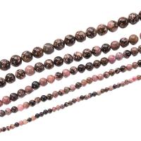 Black Stripes Rhodochrosite Stone Beads, Round, polished, DIY 