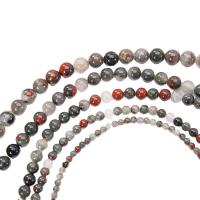 Afrikanischer Blutstein Perle, rund, poliert, DIY & verschiedene Größen vorhanden, weiß, verkauft von Strang