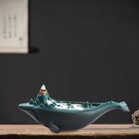 Incense Smoke Flow Backflow Holder Ceramic Incense Burner, Purple Clay, Whale, plated, for home and office & durable 