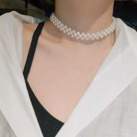 Plastic Pearl Necklace, Zinc Alloy, with Plastic Pearl, plated, fashion jewelry & for woman .4 Inch 