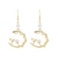 Plastic Pearl Zinc Alloy Earring, plated, fashion jewelry & for woman, golden 