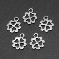 Stainless Steel Clover Pendant, Four Leaf Clover, silver color plated Approx 