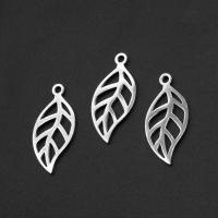 Stainless Steel Leaf Pendant, silver color plated 