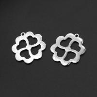 Stainless Steel Clover Pendant, Four Leaf Clover, silver color plated 