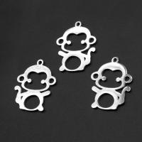 Stainless Steel Animal Pendants, Monkey, silver color plated 