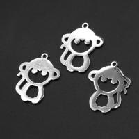 Stainless Steel Animal Pendants, Monkey, silver color plated 