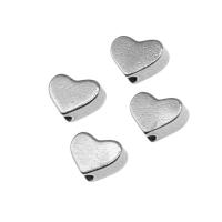 Stainless Steel Beads, Heart, silver color plated 