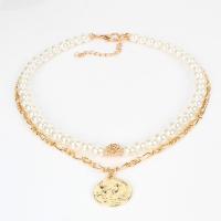 プラスチック真珠のネックレス, アルミニウム, とともに プラスチック製パール, メッキ, 金色, 480mm, 売り手 ストランド