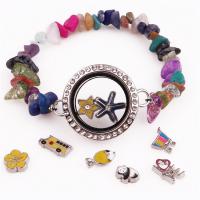 цинковый сплав медальон браслет, с Природный гравий, Много цветов для выбора, 25mm, продается Strand