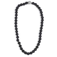 Glas Perlen Emaille Halskette, Glasperlen, schwarz, 10mm, Länge:ca. 49 cm, verkauft von Strang