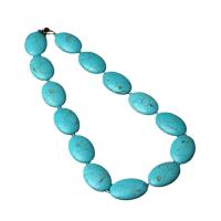 Collar de la joyería de la turquesa, Azul sintético turquesa, pulido, azul, 30x20x9mm, Vendido por Sarta