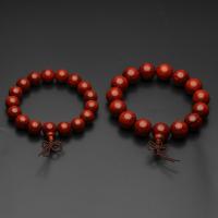 Pterocarpus Santalinus Buddhist Beads Bracelet, reddish-brown, 12mm 