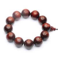 Red Sandalwood Willow Buddhist Beads Bracelet, Carved, reddish-brown, 20mm 