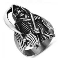 Titanium Steel Finger Ring, Skull, polished & for man, 35mm 