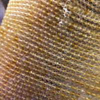 Cristal en jaune naturelles, perles de citrine, Rond, poli, DIY & facettes, Jaune, 4-4.5mm, Vendu par brin