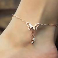 Zinc Alloy Anklet, Butterfly, plated, for woman .236 Inch 