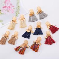 Fashion Tassel Earring, Zinc Alloy, with Cotton Thread & Resin, gold color plated, for woman 