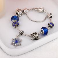 Brass Chain European Bracelets, with Zinc Alloy, Round, plated, with rhinestone 