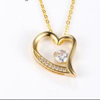 Zinc Alloy Cubic Zirconia Necklace, Heart, plated, micro pave cubic zirconia 