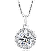 Brass Cubic Zirconia Necklace, Round, plated, micro pave cubic zirconia Approx 45 cm 