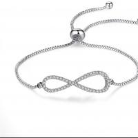 Zinc bracelets en strass en alliage , alliage de zinc, Placage de couleur argentée, avec strass Vendu par brin
