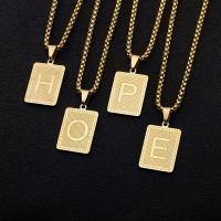 Stainless Steel Jewelry Necklace, Square, gold color plated, fashion jewelry Approx 45 cm 